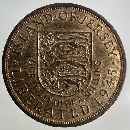 1945 Jersey 1/12 One Twelfth Of A Shilling Coin | Very High Grade