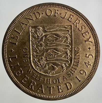1945 Jersey 1/12 One Twelfth Of A Shilling Coin | Very High Grade