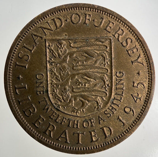 1945 Jersey 1/12 One Twelfth Of A Shilling Coin | Very High Grade