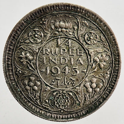1945 Indian 1/4 Quarter Rupee Silver Coin | Very High Grade | a3996