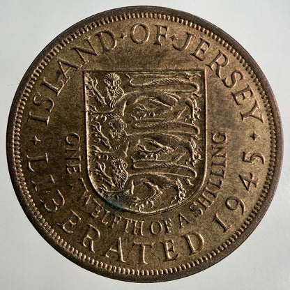 1945 Jersey 1/12 One Twelfth Of A Shilling Coin | Very High Grade