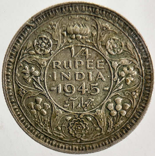 1945 India 1/4 Quarter Rupee Silver Coin | Very High Grade | a5476