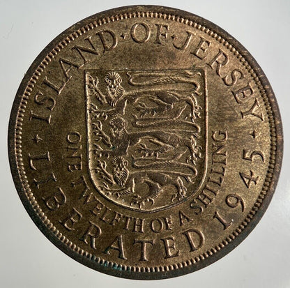 1945 Jersey 1/12 One Twelfth Of A Shilling Coin | Very High Grade