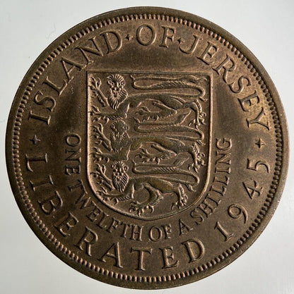 1945 Jersey 1/12 One Twelfth Of A Shilling Coin | Very High Grade