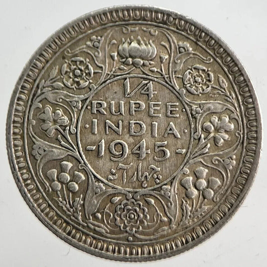 1945 India 1/4 Quarter Rupee Silver Coin | Very High Grade | a4701