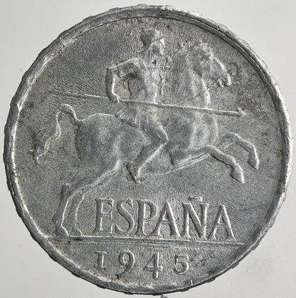 1945 Spain Cinco 5 Cents Centimos Coin | Fine Collectable Grade | a6662