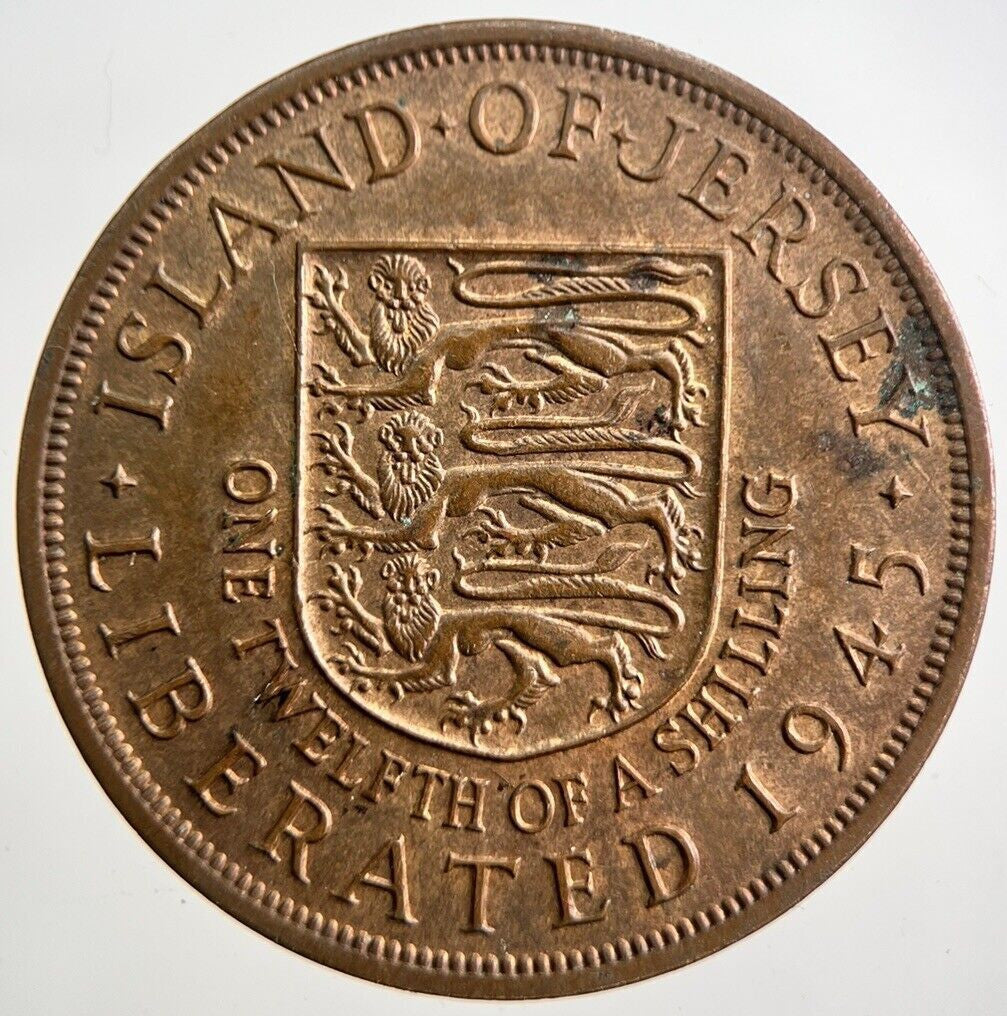 1945 Jersey One Twelfth 1/12th Shilling Penny Coin | Very High Grade | a4919
