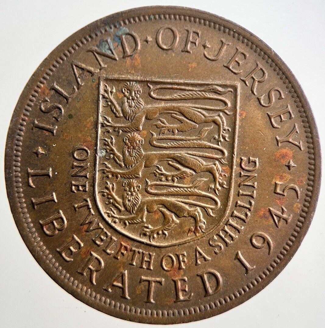 1945 Jersey One Twelfth 1/12th Shilling Penny Coin | Very High Grade | a4920