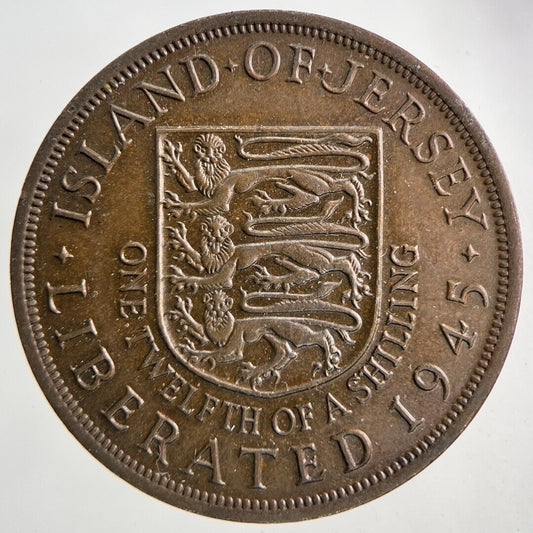 1945 Jersey One Twelfth Of A Shilling 1/12th Coin | Very High Grade