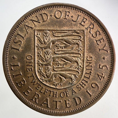 1945 Jersey One Twelfth Of A Shilling 1/12th Coin | Very High Grade