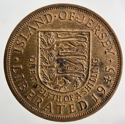 1945 Jersey One Twelfth Of A Shilling 1/12th Coin | Very High Grade