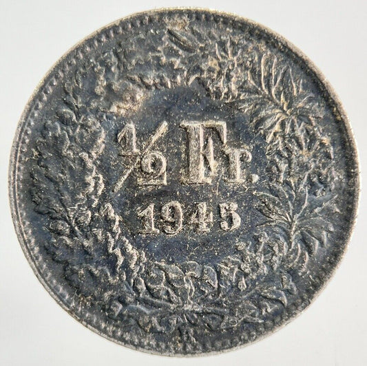 1945 Switzerland Swiss 1/2 Half Franc Silver Coin | Fine Collectable Grade