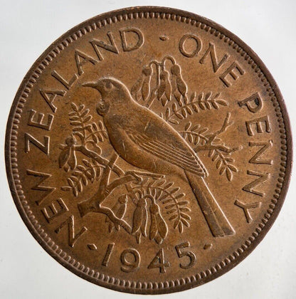 1945 New Zealand One Penny Coin | Very High Grade