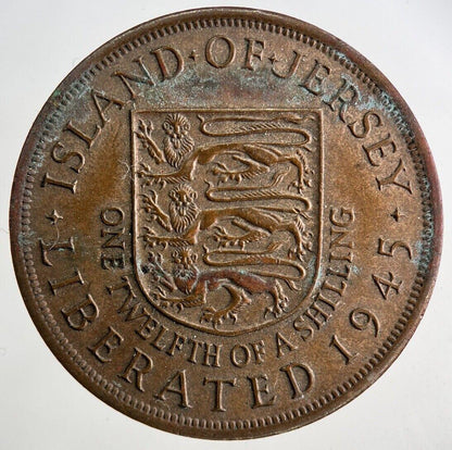 1945 Jersey One Twelfth Of A Shilling 1/12th Coin | Very High Grade