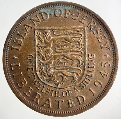 1945 Jersey One Twelfth Of A Shilling 1/12th Coin | Very High Grade