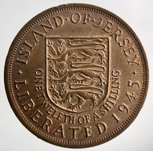 1945 Jersey One Twelfth Of A Shilling 1/12th Coin | Very High Grade