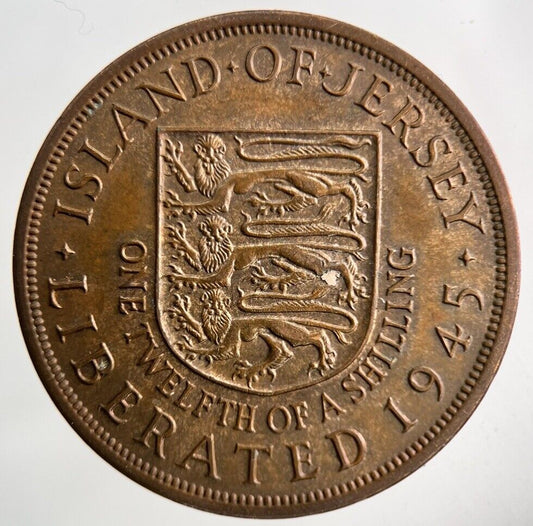1945 Jersey One Twelfth Of A Shilling 1/12th Coin | Very High Grade