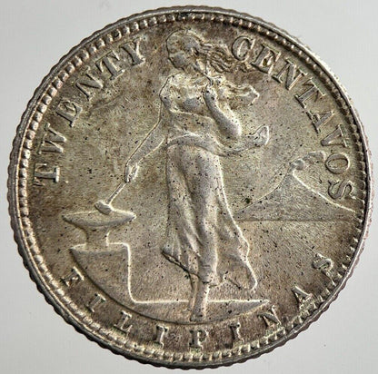 1945 Philippines 20 Twenty Centavos America Silver Coin | Very High Grade a8802
