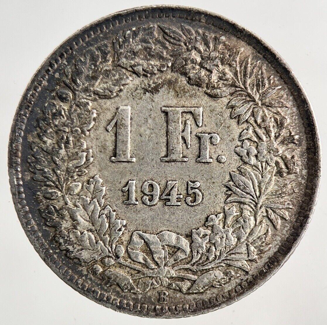 1945 Switzerland Swiss 1 Franc Silver Coin | Very High Grade