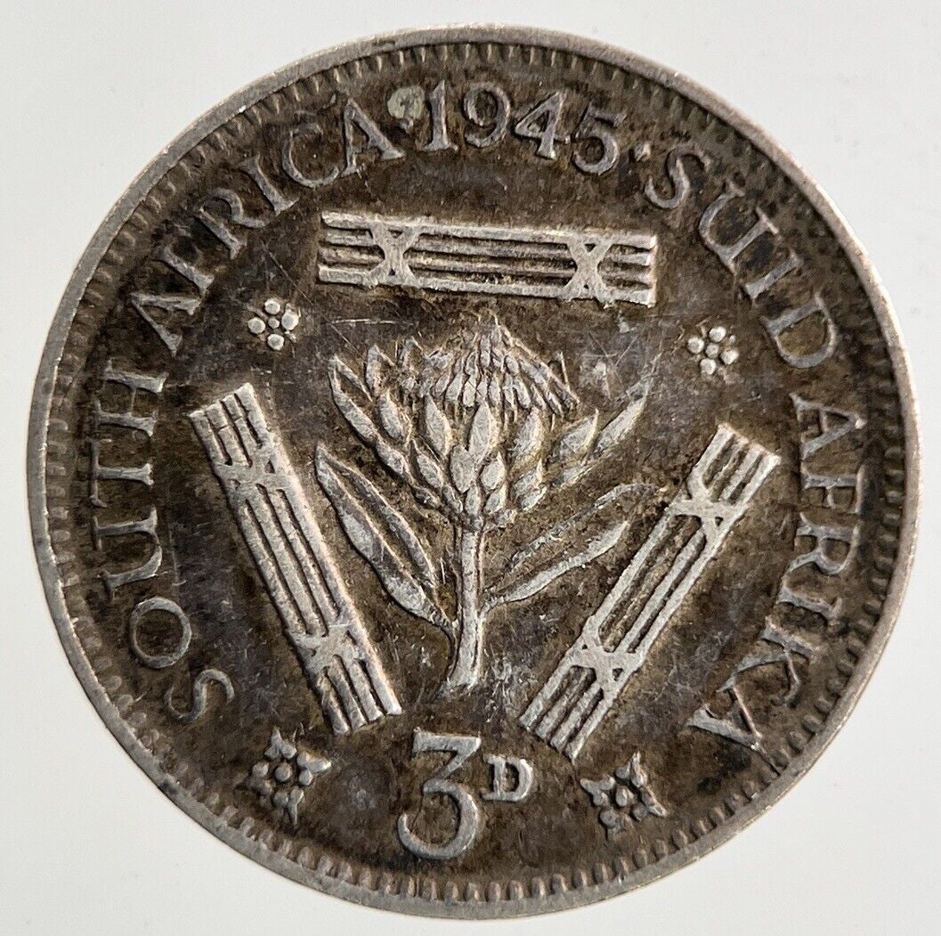 1945 South Africa Threepence Silver Coin | Very High Grade