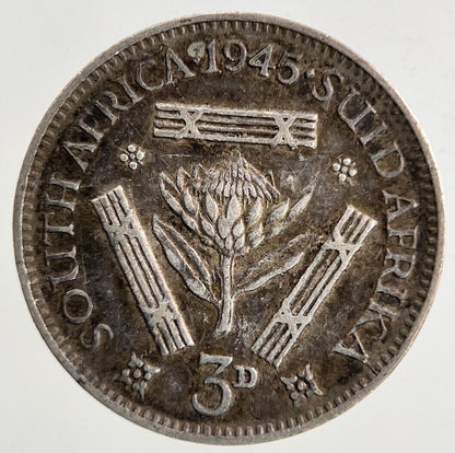 1945 South Africa Threepence Silver Coin | Very High Grade