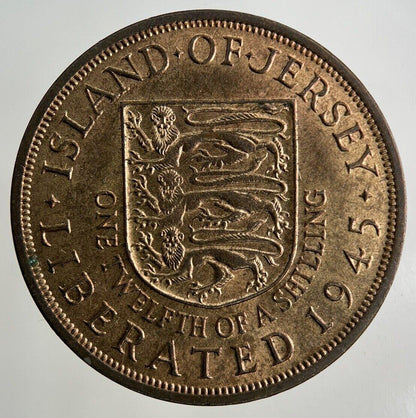 1945 Jersey 1/12 One Twelfth Of A Shilling Coin | Very High Grade