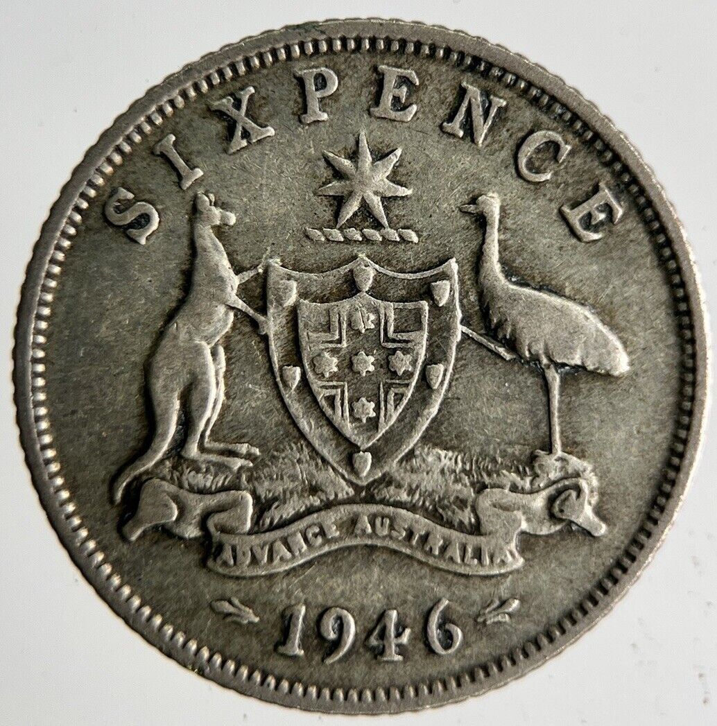 1946 Australia Sixpence Silver Coin | Fine Collectable Grade