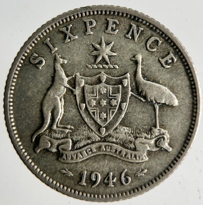 1946 Australia Sixpence Silver Coin | Fine Collectable Grade