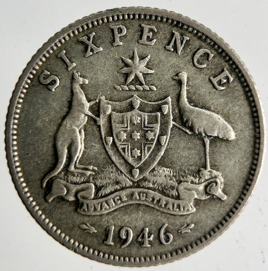 1946 Australia Sixpence Silver Coin | Fine Collectable Grade