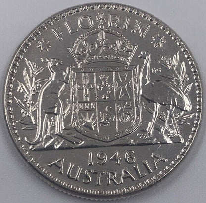 1946 Australia Florin Silver Coin | Very High Grade | a240