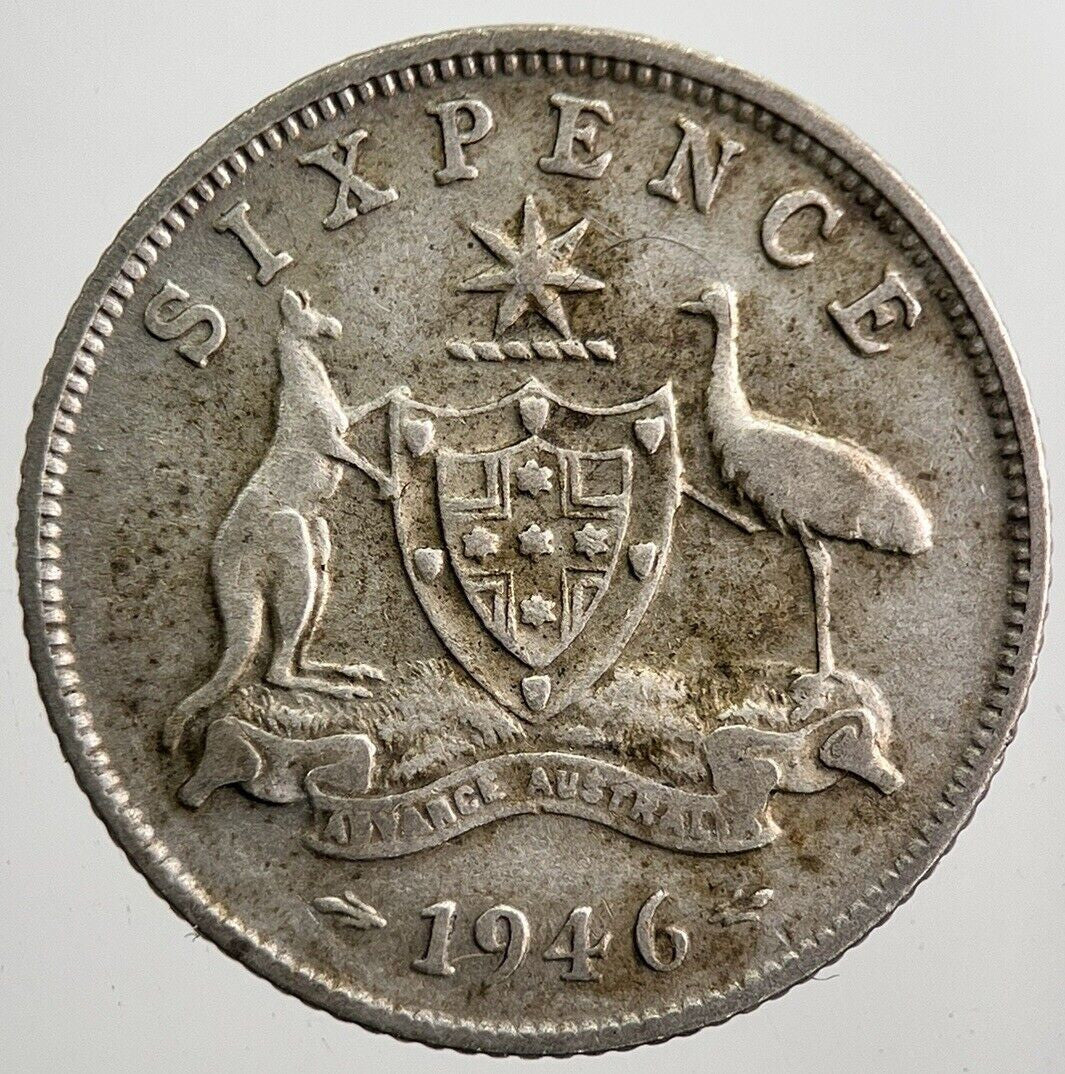 1946 Australia Sixpence Silver Coin | Fine Collectable Grade | a8006