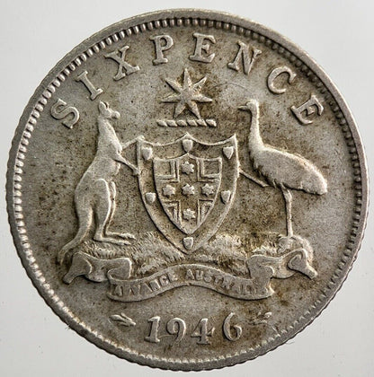1946 Australia Sixpence Silver Coin | Fine Collectable Grade | a8006