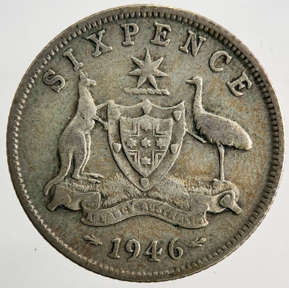 1946 Australia Sixpence Silver Coin | Fine Collectable Grade