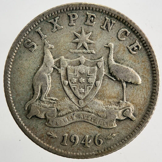 1946 Australia Sixpence Silver Coin | Fine Collectable Grade