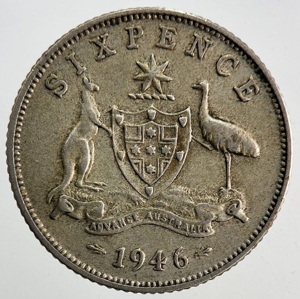 1946 Australia Sixpence Silver Coin | Fine Collectable Grade