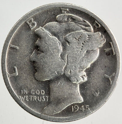 1945 US USA Mercury One Dime Silver Coin | Collectable Grade