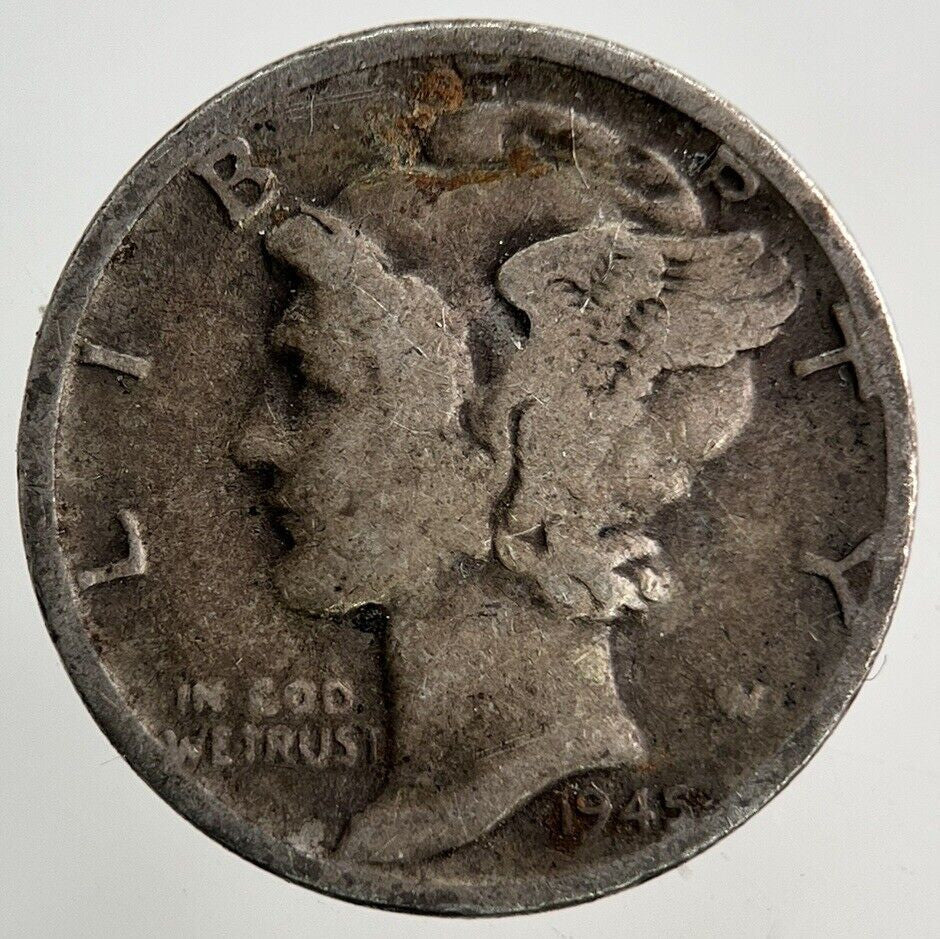 1945 US USA Mercury One Dime Silver Coin | Collectable Grade