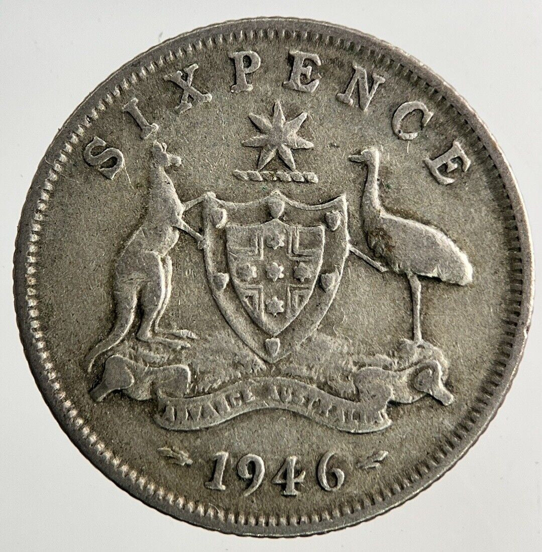 1946 Australia Sixpence Silver Coin | Fine Collectable Grade