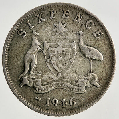 1946 Australia Sixpence Silver Coin | Fine Collectable Grade