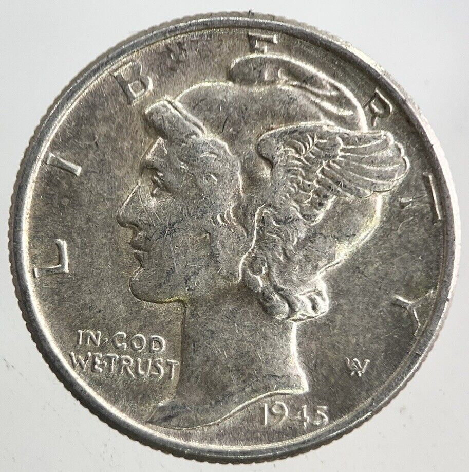 1945 US USA Mercury Dime Silver Coin | Very High Grade