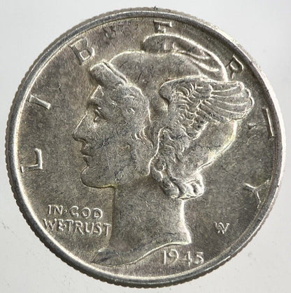 1945 US USA Mercury Dime Silver Coin | Very High Grade