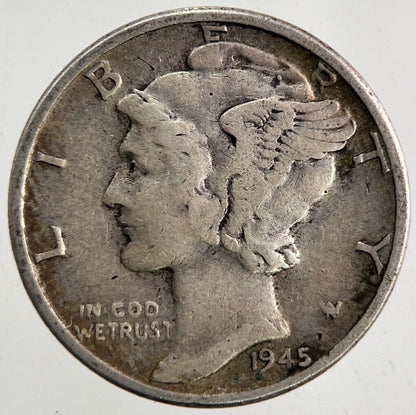 1945 US USA Mercury Dime Silver Coin | Fine Collectable Grade