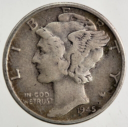 1945 US USA Mercury Dime Silver Coin | Fine Collectable Grade