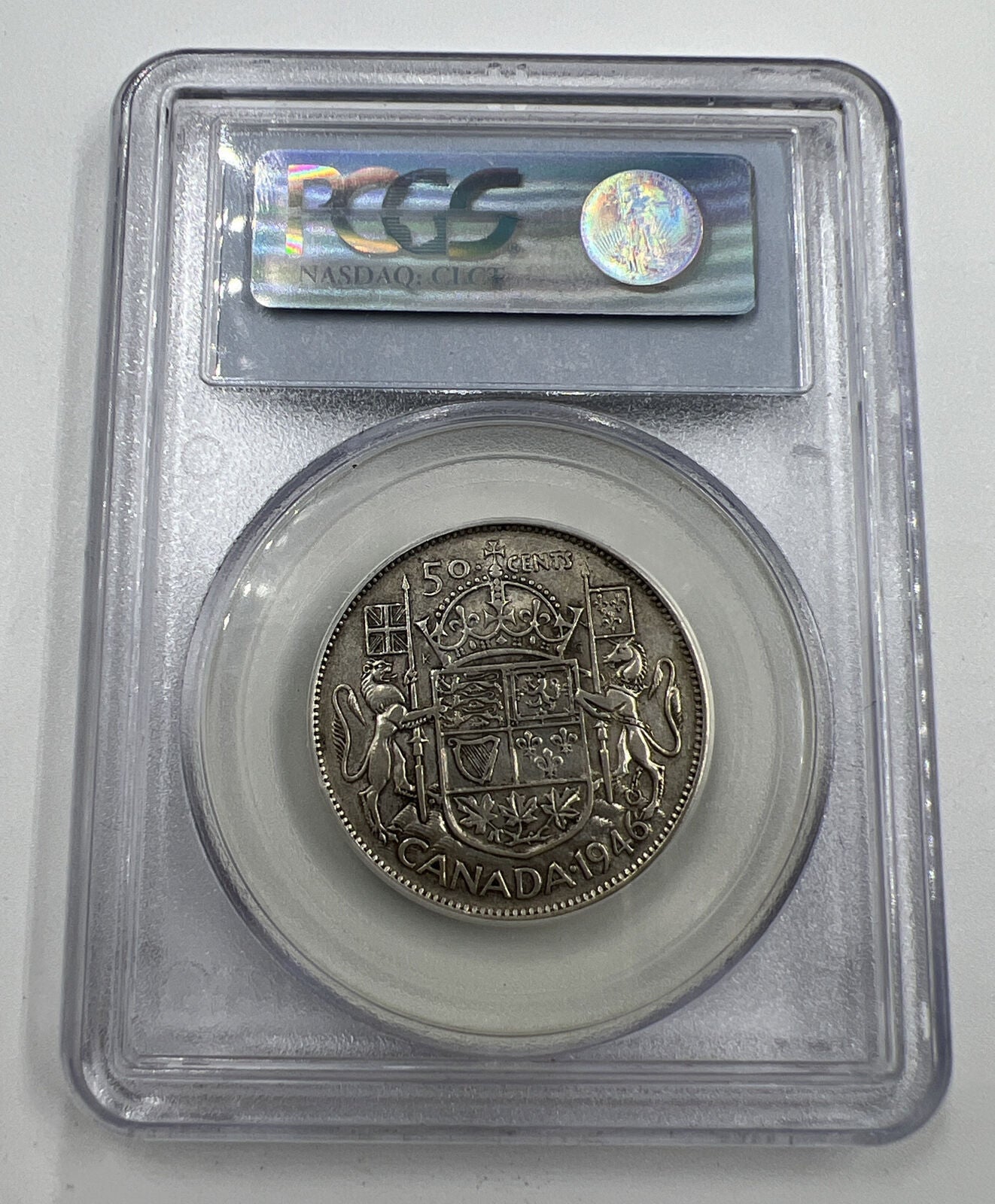 1946 Canadian 50 Cents Slabbed Silver Coin | Grade VF30 | a90374