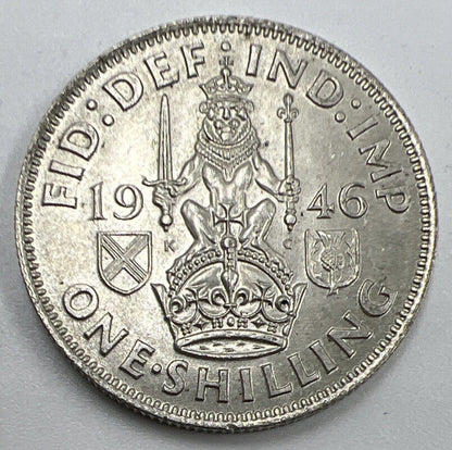 1946 George VI Scottish Shilling | British Silver Coin | Very High Grade | a1229