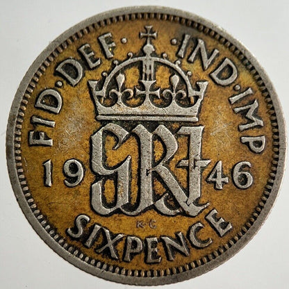 1946 George VI Sixpence Silver Coin | Fine Collectable Grade | a7646