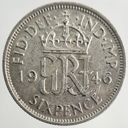1946 George VI Sixpence Silver Coin | Very High Grade | a8211