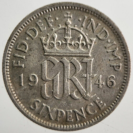 1946 George VI Sixpence Silver Coin | Fine Collectable Grade | a7609
