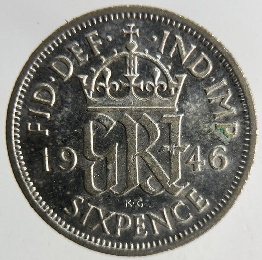 1946 George VI Sixpence Silver Coin | Fine Collectable Grade