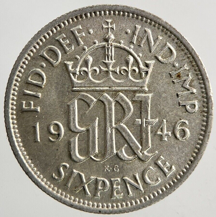 1946 George VI Sixpence Silver Coin | Very High Grade